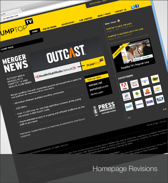 PumpTop TV Homepage revisions